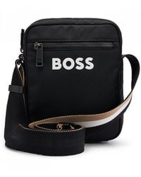 BOSS - Catch 3.0 Crossbody Bag With Signature-Stripe Strap - Lyst