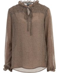 Dreimaster - Blouse Dames Olijf Wol Wit - Lyst