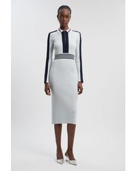 Karen Millen - Rib Knit Polo Zip Up Midi Dress - Lyst
