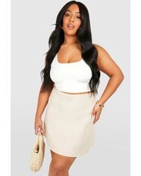 Boohoo - Plus Linen Look Mini Skirt - Lyst