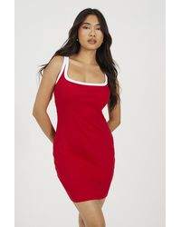 Brave Soul - Cotton Jersey Contrast Piping Bodycon Mini Dress - Lyst