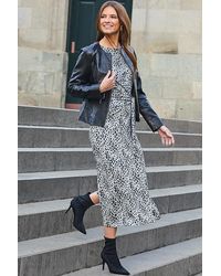 Sosandar - Animal Print Tie Side Midi Dress - Lyst