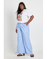 Boohoo - Plus Stripe Poplin Elasticated Waistband Barrel Trouser - Lyst