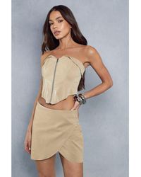 MissPap - Croc Leather Look Wrap Detail Mini Skirt - Lyst