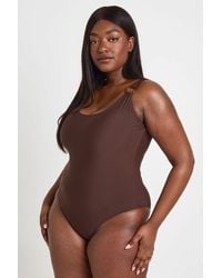 Boohoo - Plus Trim Detail Scoop Neck Swimsuit - Lyst
