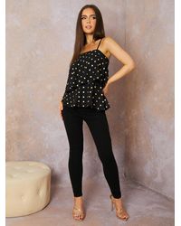 Chi Chi London - Cami Strap Foil Spot Print Top - Lyst