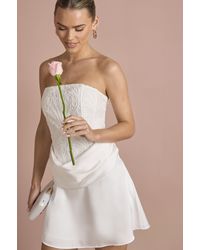 Boohoo - Lace Corset Drape Mini Dress - Lyst