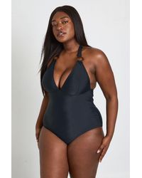 Boohoo - Plus Trim Detail Plunge Swimsuit - Lyst