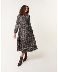 Blue Vanilla - Ditsy Floral Long Sleeve Shirred Maxi Dress - Lyst