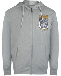 Roberto Cavalli - Grauer Kapuzenpullover Mit Reißverschluss Und Tiger-Grafiklogo - Lyst