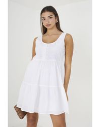 Brave Soul - White 'anita' Borderie Top Tiered Smock Mini Dress - Lyst