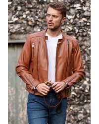 Ashwood Leather - 'Rocco' Dual Cross Zip Stylish Biker Jacket - Lyst