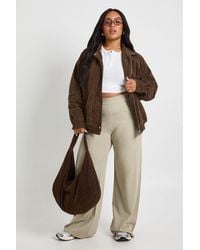 Boohoo - Plus Wide Leg Rib Knit Trouser - Lyst