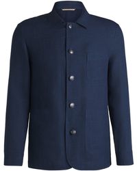 BOSS - Solid Patterned Shirt Collared Workwear Jacket With Chest Pocket - Lyst
