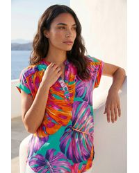 Roman - Leaf Print Stretch Shirt - Lyst