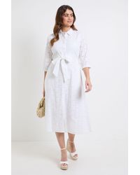 PRINCIPLES - Geo Broderie Tie Front Midi Shirt Dress - Lyst