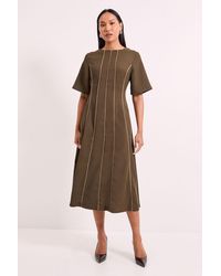 Wallis - Crepe Contrast Fit & Flare Midi Dress - Lyst