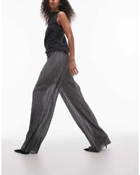 TOPSHOP - Wide Leg Metallic Sheer Trousers - Lyst