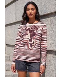 Roman - Floral Stripe Print Top - Lyst