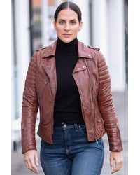 Monom - Side Zip Real Leather Biker Jacket - Lyst