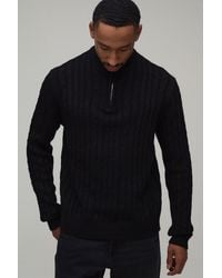 BoohooMAN - Regular Fit 1/4 Zip Cable Knitted Jumper - Lyst