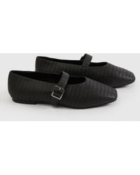 Boohoo - Extra Wide Fit Square Toe Ballet Weave Flats - Lyst