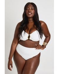 Boohoo - Plus Textured Trim Bikini Top & High Waist Bottom Set - Lyst