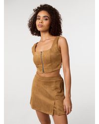 Pink Vanilla - Bra Cup Suede Top - Lyst