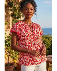Roman - Floral Print Frill Sleeve Tie Top - Lyst