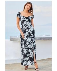 Sosandar - Floral Print Split Detail Maxi Dress - Lyst