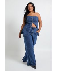 Boohoo - Plus Mid Rise Wide Leg Jean - Lyst