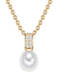 Valero Pearls - Necklace With Pendant Sterling Freshwater Cultured Pearl Zirconia - Lyst