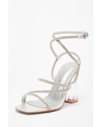 Quiz - Wide Fit Diamante Heeled Sandals - Lyst