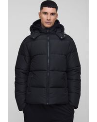 BoohooMAN - Tall Regular Fit Hooded Matte Puffer Jacket - Lyst