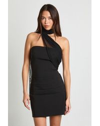 Boohoo - Mesh Fabric Mix Draped Mini Dress - Lyst