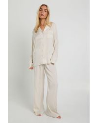 Boohoo - Oversized Satin Long Sleeve Shirt & Pants Pyjama Set - Lyst
