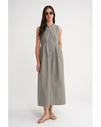 MixRay - Buttoned Tippet Collar Maxi Dress - Lyst