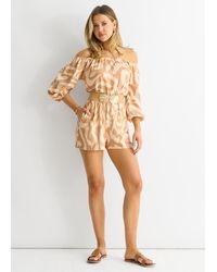 Gini London - Abstract Belted Bardot Viscose Playsuit - Lyst