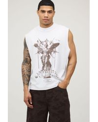 BoohooMAN - Oversized Boxy Exposed Seam Renaissance Print Tank Cotton - Lyst