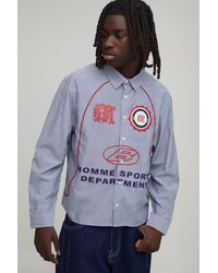 BoohooMAN - Oversized Boxy Curve Piping Sport Shirt - Lyst