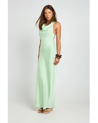 Boohoo - Drape Back Satin Maxi Dress - Lyst
