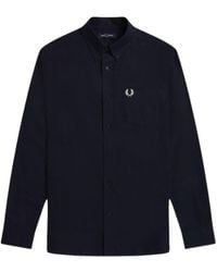 Fred Perry - Plain Long Sleeve Oxford Shirt Cotton - Lyst
