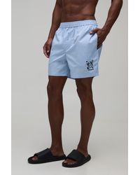 BoohooMAN - Relaxed Fit Cotton Boxer Style Embroidered Short - Lyst