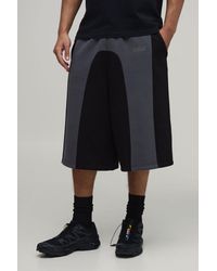 BoohooMAN - Contrast Panelled Embroidered Jersey Bermuda Jort - Lyst