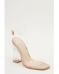 Quiz - Wide Fit Square Toe Clear Heeled Sandal - Lyst