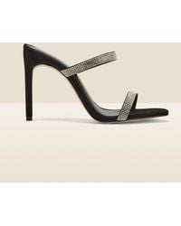 Sosandar - Kiera Suede Diamante Double Strap Square Toe Mule - Lyst