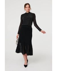 Izabel London - Semi Sheer Pleat High Waist Midi Skirt - Lyst