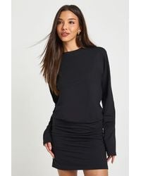 Boohoo - Ruched Long Sleeve T-Shirt Mini Dress - Lyst