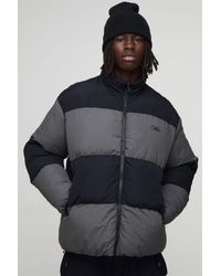 BoohooMAN - Oversized Colour Block Panelled Puffer Jacket - Lyst