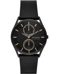 Skagen - Holst Multifunction Black Watch Skw6911 Leather - Lyst